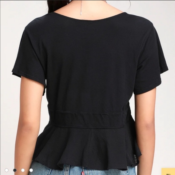 🔥FREE PEOPLE🔥We The Free Knot Me Tie-Front Crop Top Black NWT - Picture 3 of 8